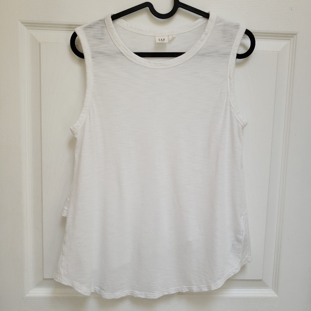 Gap White Back Ruffle Sleeveless Tank Top Blouse